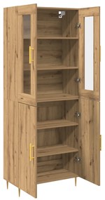 vidaXL Υψηλό Ντουλάπι Μασίφ Δρυς 69.5x34x180 εκ Επεξεργασμένο Ξύλο