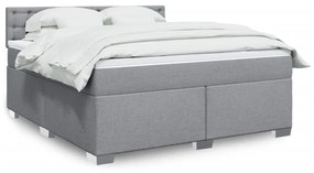 Κρεβάτι Boxspring με Στρώμα Ανοιχτό Γκρι 180x200 εκ. Υφασμάτινο