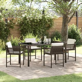 vidaXL Σέτ φαγητού για κήπο 5 pcs Καφέ συνθετικό ρατάν