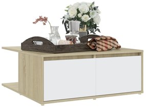 vidaXL Τραπεζάκι Σαλονιού Λευκό/Sonoma Δρυς 80x80x31 εκ. Επεξ. Ξύλο