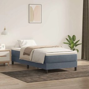 BOX SPRING ΚΡΕΒΑΤΙ ΧΩΡΙΣ ΣΤΡΩΜΑ ΣΚΟΥΡΟ ΓΚΡΙ 90X210 CM ΒΕΛΟΥΔΙΝΟ 3315808