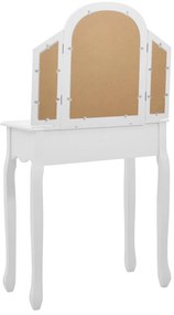 vidaXL Μπουντουάρ με Σκαμπό Λευκό 65x36x128 εκ. Ξύλο Παυλώνιας / MDF