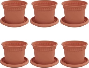 vidaXL Γλάστρες φυτών 6 pcs Κεραμιδί Ø 12,5 x 10 εκ Πλαστικό