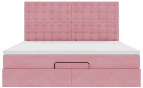 vidaXL Οθωμανικό κρεβάτι με στρώματα ροζ 160x200cm Velvet