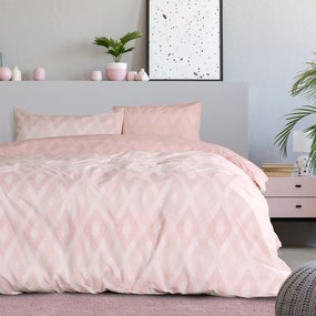 Σεντόνια Μονά (Σετ) Kocoon Rombus Pink Σομόν ΧΩΡΙΣ ΛΑΣΤΙΧΟ 160x270
