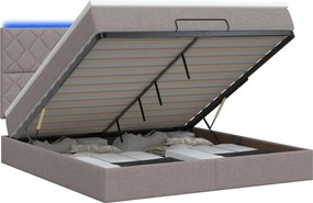 vidaXL Κρεβάτι Ottoman με Στρώμα και LED Taupe 140 x 200 cm Ύφασμα