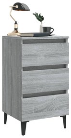 vidaXL Κομοδίνο Γκρι Sonoma 40 x 35 x 69 εκ. με Μεταλλικά Πόδια