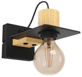 Φωτιστικό Επίτοιχο Eglo 43753 BRAMERTON Καφέ (Brown)|Μαύρο Ματ (Black Mat)