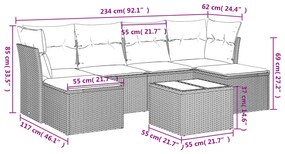 vidaXL Σαλόνι Κήπου Σετ 7 Τεμαχίων Γκρι Συνθετικό Ρατάν με Μαξιλάρια