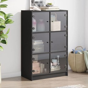vidaXL Ντουλάπι με Πόρτες Μαύρο 68x37x109 εκ. από Επεξεργασμένο Ξύλο