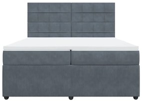 vidaXL Κρεβάτι Boxspring με Στρώμα Σκούρο Γκρι 200x200 εκ. Βελούδινο