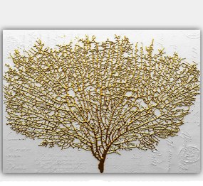 Πίνακας Καμβάς 441HPE2698 100x70cm White-Gold Wallity Οριζόντιοι Ξύλο,Καμβάς