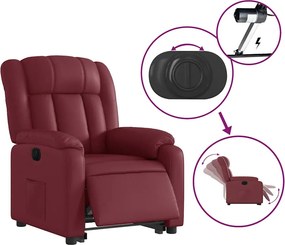 vidaXL Πολυθρόνα Ηλεκ.Ανακλινόμενη με Ανύψωση Μπορντό Συνθ.Δέρμα