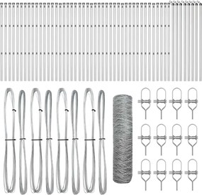 vidaXL Στύλος Περιφράξεων Ασημί 100 x 0,5 μ (50 mm πλέγμα) Ατσάλι