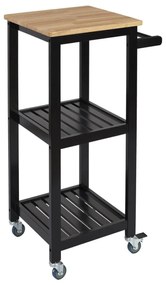 Τρόλεϊ αποθήκευσης και τακτοποίησης κουζίνας Home Deco Factory με 2 ράφια, λαβή και διαστάσεις 45x37x84.5cm - Black