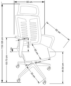 ΚΑΡΕΚΛΑ ΓΡΑΦΕΙΟΥ LANE ΜΑΥΡΗ 60x62x118-128cm