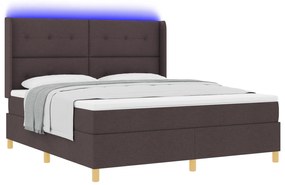 vidaXL Κρεβάτι με Στρώμα & LED Σκούρο Καφέ 180x200 εκ. Ύφασμα