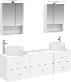 vidaXL Σετ Επίπλων Μπάνιου 5 pcs Λευκό Επεξεργασμένο Ξύλο και Γυαλί