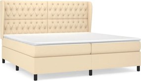 vidaXL Κρεβάτι Boxspring με Στρώμα Κρεμ 200x200 εκ. Υφασμάτινο