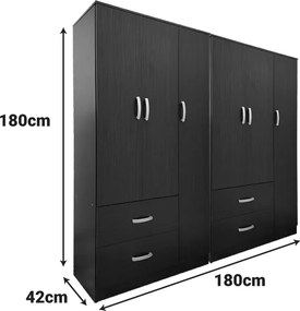 Ντουλάπα εξάφυλλη Athos pakoworld wenge 180x42x180εκ