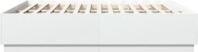 vidaXL Πλαίσιο Κρεβατιού με Φώτα LED Λευκό 200x200 εκ. Επεξ. Ξύλο