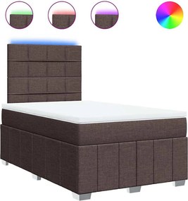 vidaXL Κρεβάτι Boxspring με Στρώμα Σκούρο Καφέ 120x190 εκ Υφασμάτινο