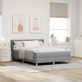 vidaXL Κρεβάτι Box Spring με στρώμα σε ανοιχτό γκρι, 140 x 200 cm, από ύφασμα.