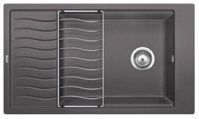 Blanco Elon XL 8 S Rock Grey SILGRANIT™ PuraDur™ Γρανιτένιος Νεροχύτης Ένθετος με 1 Γούρνα και Πλέγμα Αποστράγγισης 86x50cm