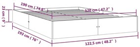 Πλαίσιο Κρεβατιού Μαύρο 120 x 190 εκ. Μασίφ Ξύλο Small Double - Μαύρο