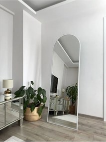 Οβάλ καθρέφτης με μεταλλικό λευκό πλαίσιο και βάση Λευκό 180x60x1.5 cm