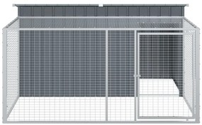 vidaXL Σπιτάκι Σκύλου με Αυλή Ανθρακί 197x194x110 εκ. Γαλβαν. Χάλυβας