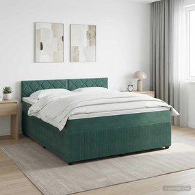 vidaXL Κρεβάτι box spring με στρώμα Σκούρο Πράσινο 180 x 200 cm