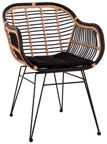 ΠΟΛΥΘΡΟΝΑ ΜΕ ΜΑΞΙΛΑΡΙ ΜΕΤΑΛΛΙΚΗ ALLEGRA HM5663 ΜΕ WICKER ΜΠΕΖ & ΜΑΥΡΟ ΧΡΩΜΑ 58x60x82Υ εκ.