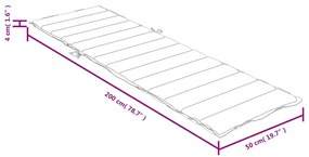 Μαξιλάρι Ξαπλώστρας Μπλε 200x50x4 εκ. Ύφασμα - Μπλε