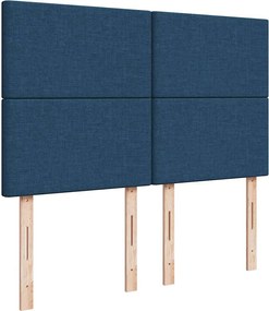 vidaXL Κρεβάτι Boxspring με Στρώμα Μπλε 140x190 εκ. Υφασμάτινο