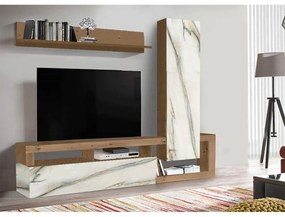 Σύνθεση Τηλεόρασης Tunusia 05-0642 219x35x174cm Marble Effect White-Oak
