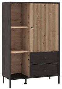 Βιτρίνα Correze 2K2F POP Μαύρος Δρύς - Artisan Oak 87x40x131 εκ. 87x40x131 εκ.