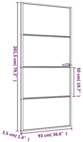 Εσωτερική Πόρτα Μαύρη 93 x 201,5 εκ. Ψημένο Γυαλί &amp; Αλουμίνιο - Μαύρο