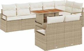 vidaXL Σετ Καναπέ Κήπου με αποθήκευση 9 pcs Μπεζ Πολυ ράταν