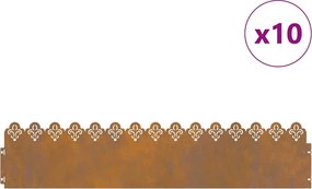 vidaXL Περιγράμματα γκαζόν 10 pcs Σκ rusty 103 x 0,05 x 22 εκ