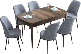 Extendable Dining Table &amp; Chairs Set (7 Pieces) Han - Baroque, Grey Baroque
Grey