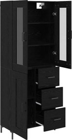 vidaXL Highboard με συρτάρι 2 pcs Μαύρη Οξυά Επεξεργασμένο ξύλο