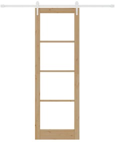 vidaXL Συρόμενη Πόρτα  με Σετ Υλικών 78x232 εκ. Συμπαγές Ξύλο Πεύκου