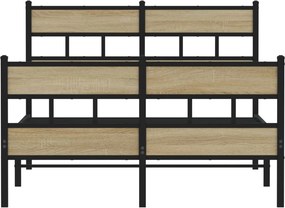 vidaXL Σκελετός Κρεβ. Χωρίς Στρώμα Sonoma Δρυς 120x190 εκ. Μεταλλικό