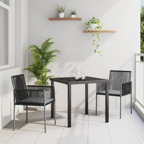 vidaXL Σετ 3 Τεμαχίων Καθίσματος Κήπου με Μαξιλάρια Μαύρο Πολυρατάν