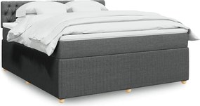 vidaXL Κρεβάτι Boxspring με Στρώμα Σκούρο Γκρι 180x200 εκ Υφασμάτιν