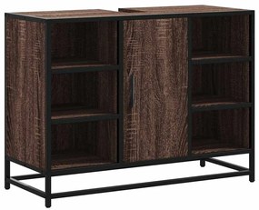 vidaXL Ντουλάπι Μπάνιου Νιπτήρα Καφέ Δρυς 80 x 33 x 60 εκ. Επεξ. Ξύλο