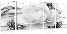 Εικόνα 5 τμημάτων πολυτελές τριαντάφυλλο σε ασπρόμαυρο - 200x100