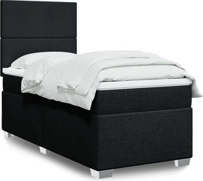 vidaXL Κρεβάτι Boxspring με Στρώμα Μαύρο 100 x 200 εκ. Υφασμάτινο