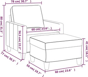vidaXL Πολυθρόνα Ανοιχτό Γκρι 60 εκ. Υφασμάτινη με Υποπόδιο